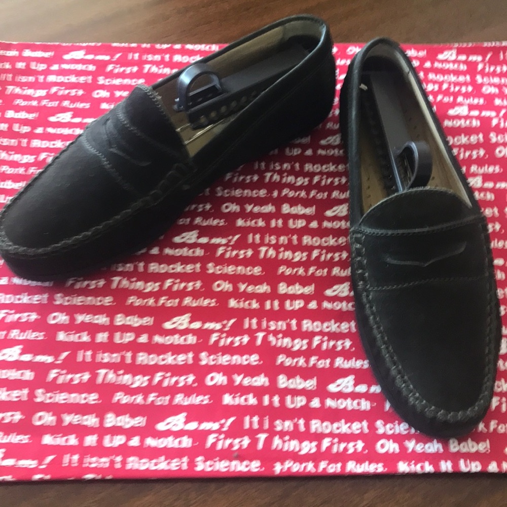 Olive Green Suede loafers